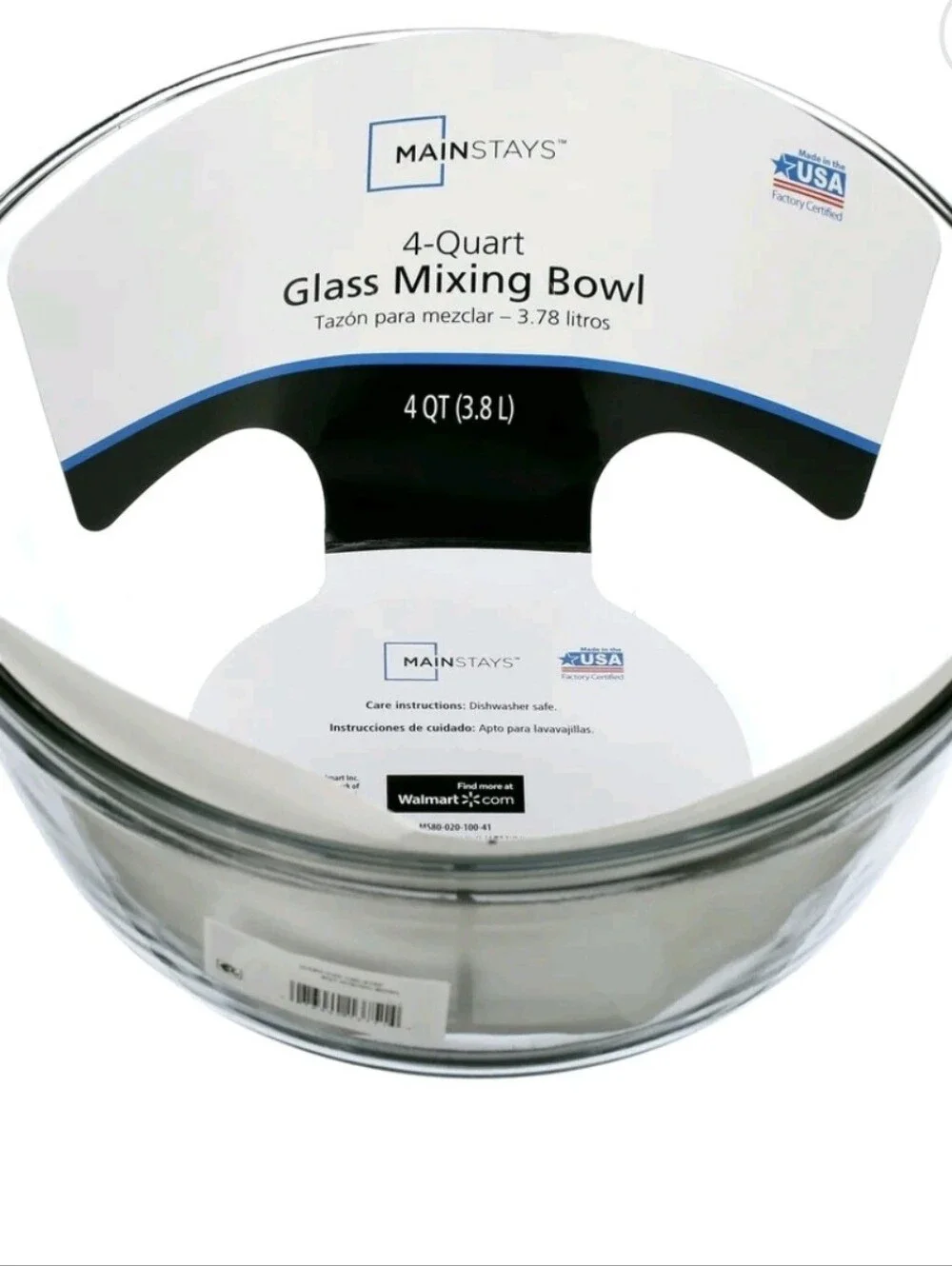 Mainstays Clear Glass 4-Quart Mixing Bowl